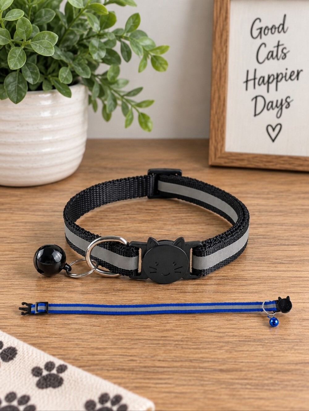 Collar with Bell, Reflective & Adjustable Breakaway black Safe Nylon…